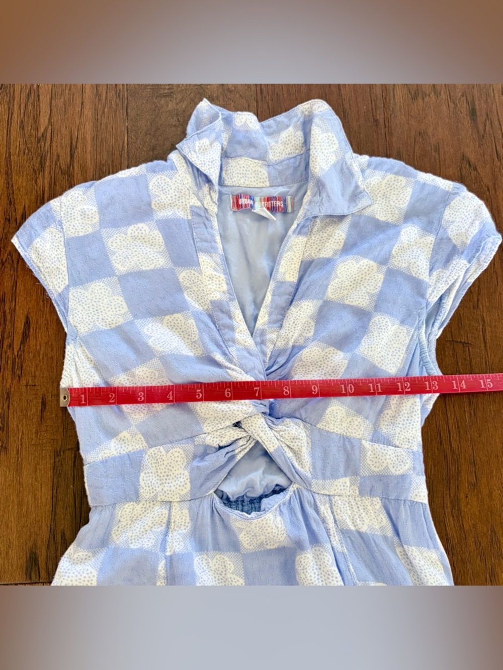 Urban Outfitters Collared Blue Checkered Mini Dress — Size Small - Picture 6 of 10